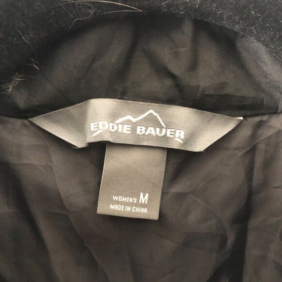 Eddie Bauer Womens M Black Quilted Jacket Diamond Pattern Full Zip Pockets - Picture 3 of 5